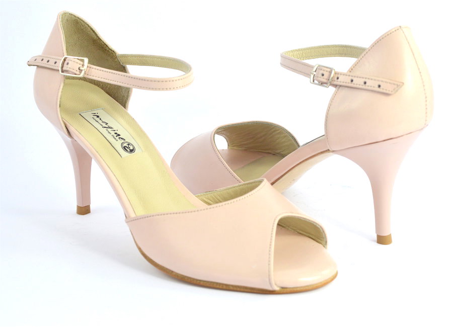 Γυναικείο παπούτσι tango peep toe από ανοιχτό ροζ δέρμα