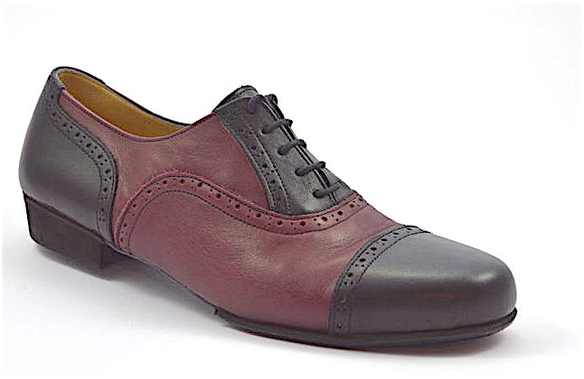 Men tango shoe by soft black and bordo leather