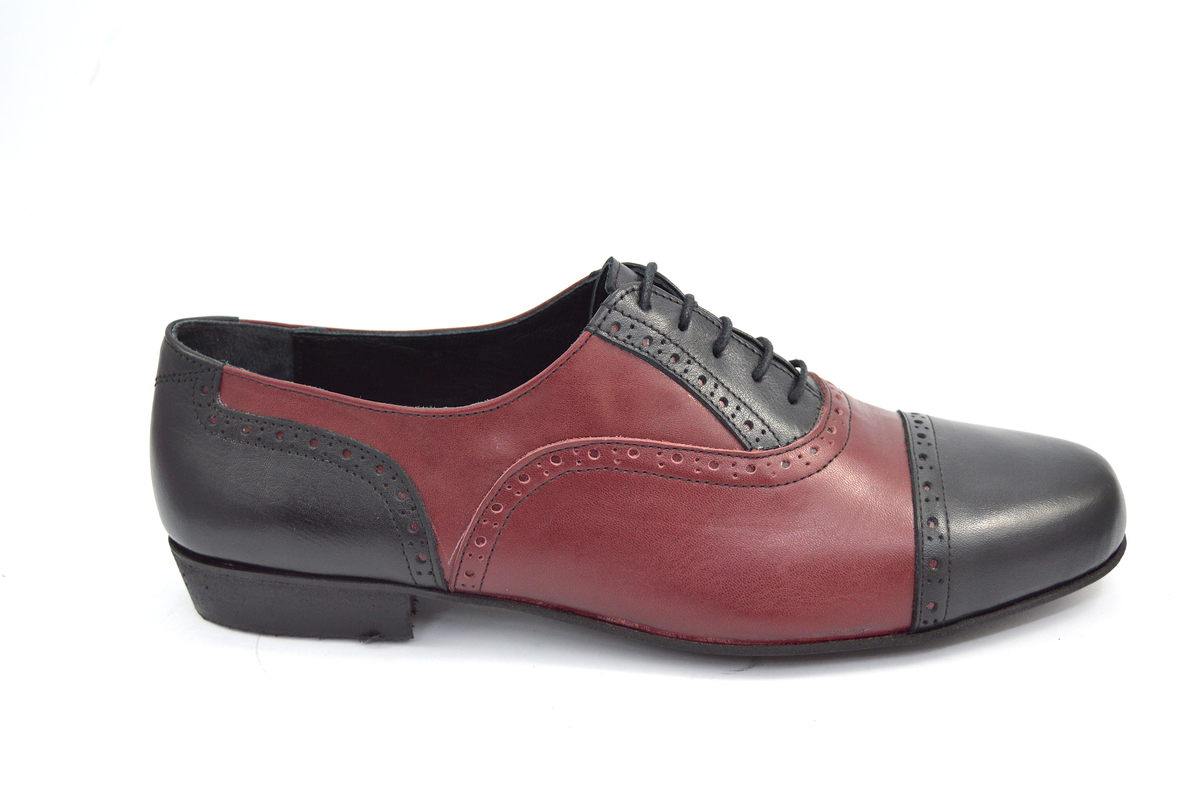 Men tango shoe by soft black and bordo leather