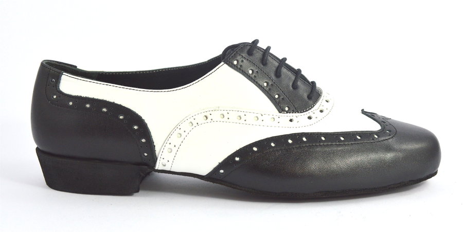 Ανδρικό παπούτσι τάνγκο από λευκό και μαύρο ματ δέρμα