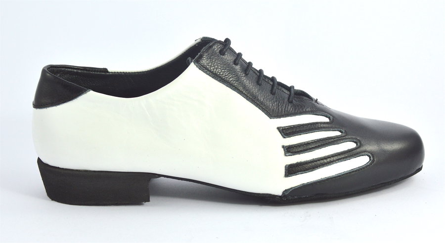 Men tango shoe by soft black and white leather