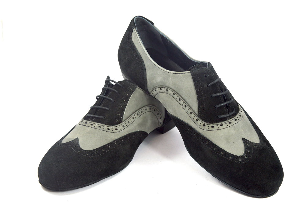 Ανδρικό παπούτσι τάνγκο από γκρι και μαύρο σουέτ δέρμα