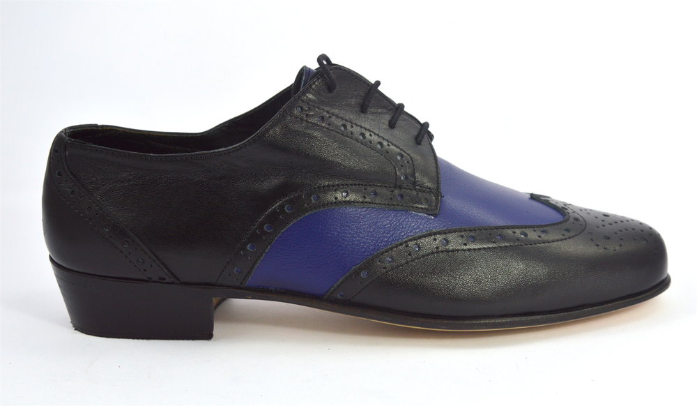 Ανδρικό παπούτσι τάνγκο από μαύρο και μπλε δέρμα