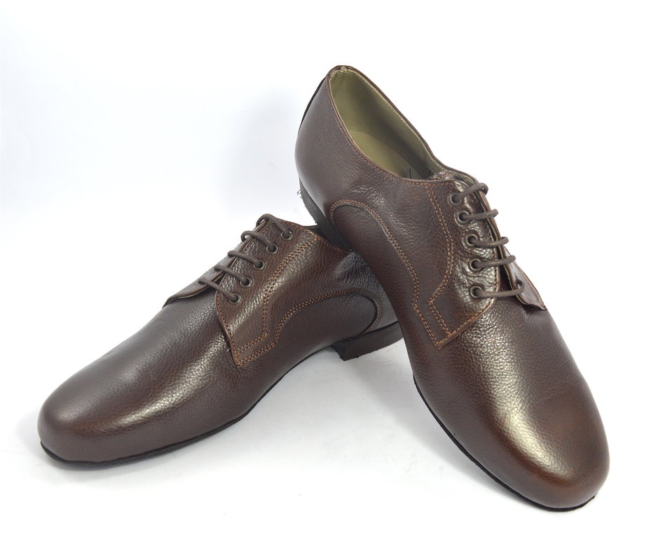 Ανδρικό παπούτσι χορού τάνγκο από μαλακό καφέ δέρμα