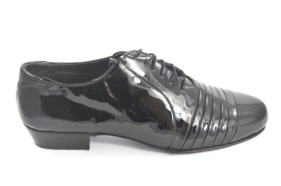 Ανδρικό παπούτσι χορού αργεντίνικου τάνγκο από μαύρο λουστρίνι δέρμα