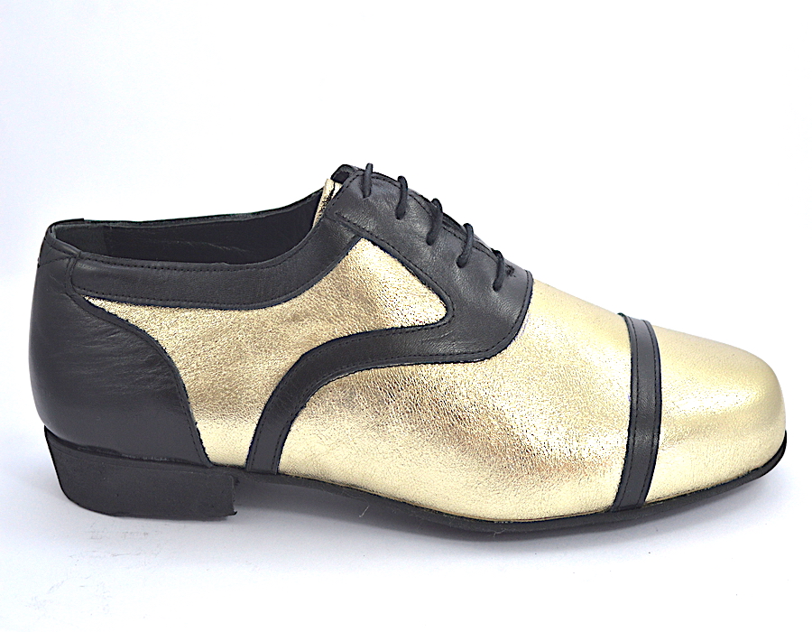 Ανδρικό παπούτσι τάνγκο από μαύρο και χρυσό δέρμα