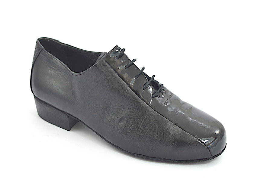 Men Argentine tango shoes by soft black and black patent leather