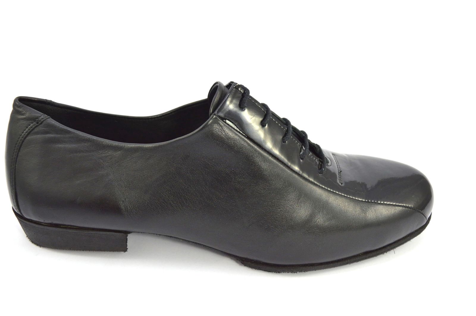 Men Argentine tango shoes by soft black and black patent leather