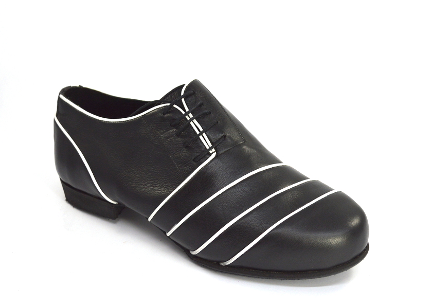 Ανδρικό παπούτσι τάνγκο από μαύρο και λευκό δέρμα