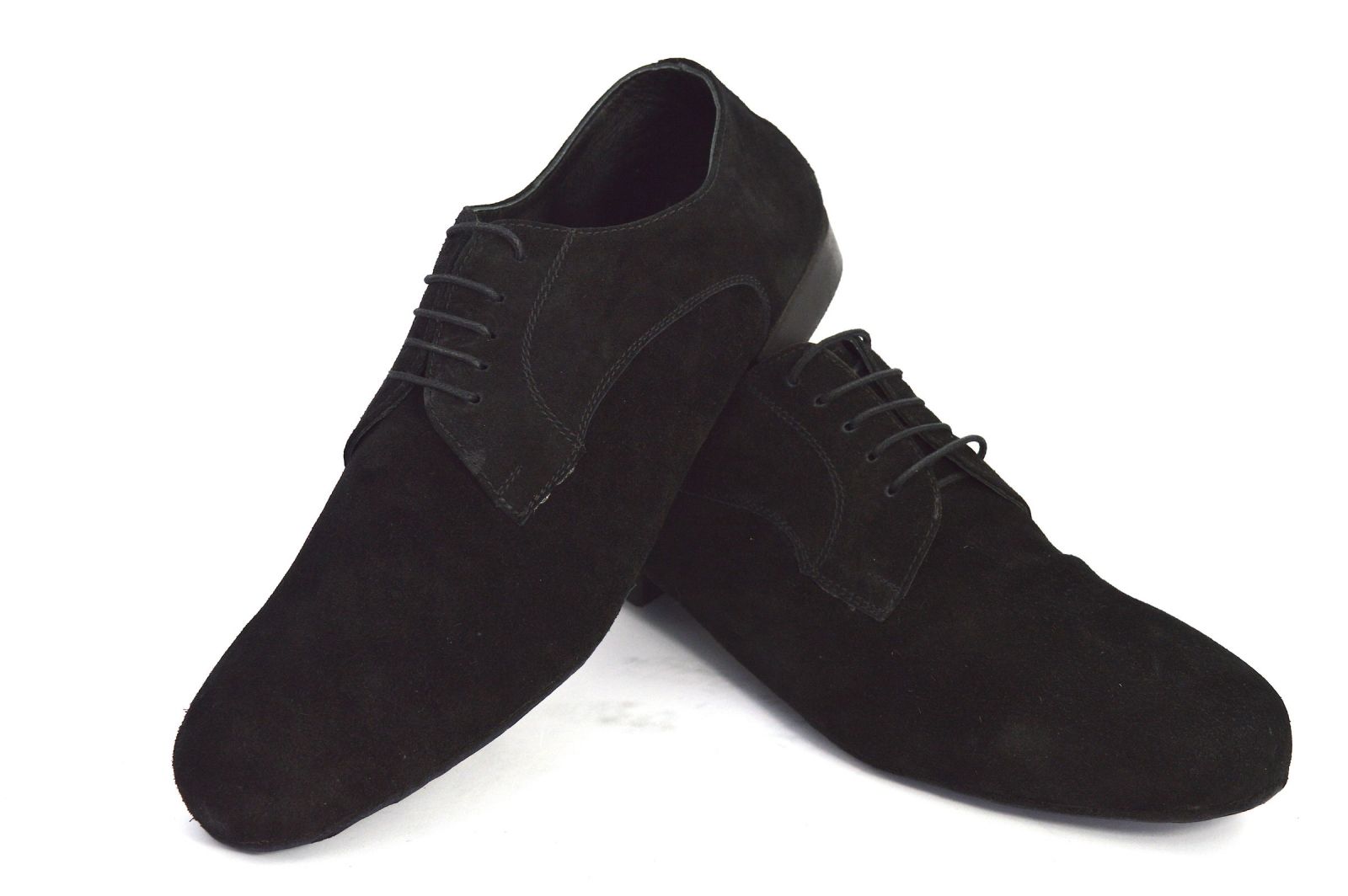 Men argentine tango dance shoes in black suede leather