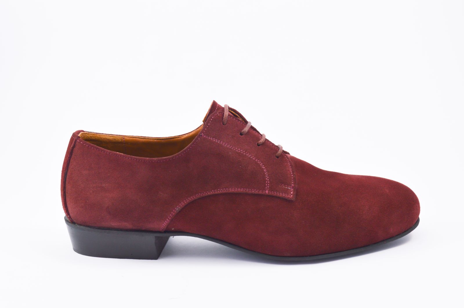 Mens argentine tango dance shoes in burgundy suede leather