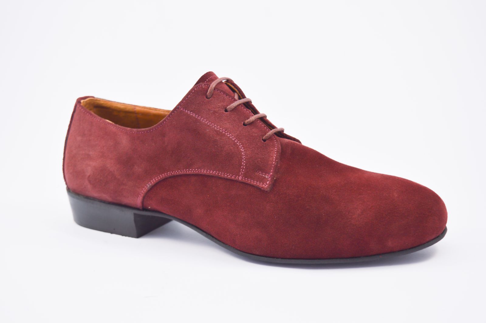 Mens argentine tango dance shoes in burgundy suede leather