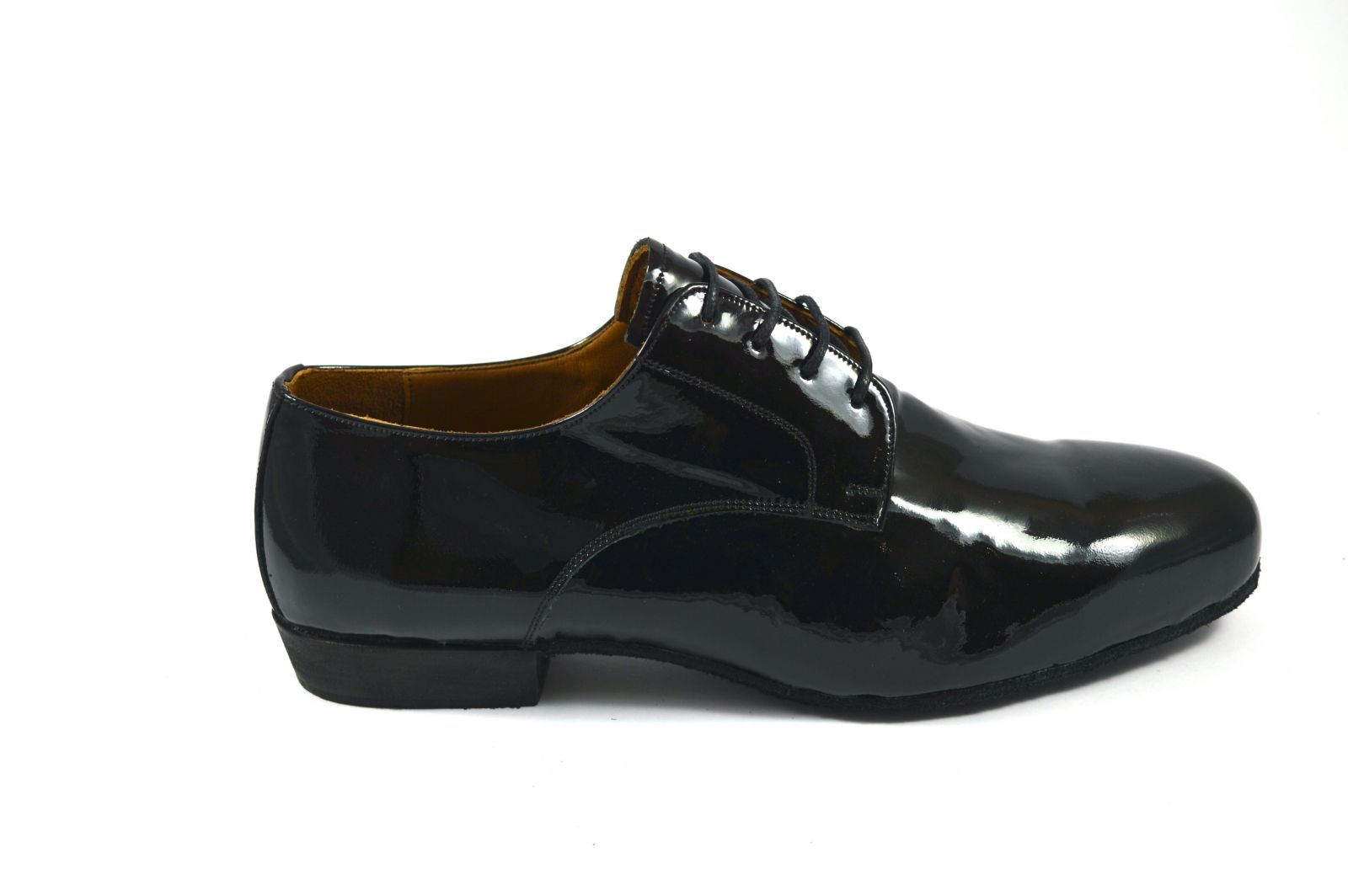 Ανδρικό παπούτσι χορού τάνγκο plain toe από σκούρο καφέ λουστρίνι