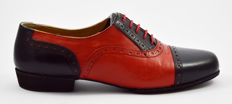 Ανδρικό παπούτσι τάνγκο από κόκκινο και μαύρο δέρμα