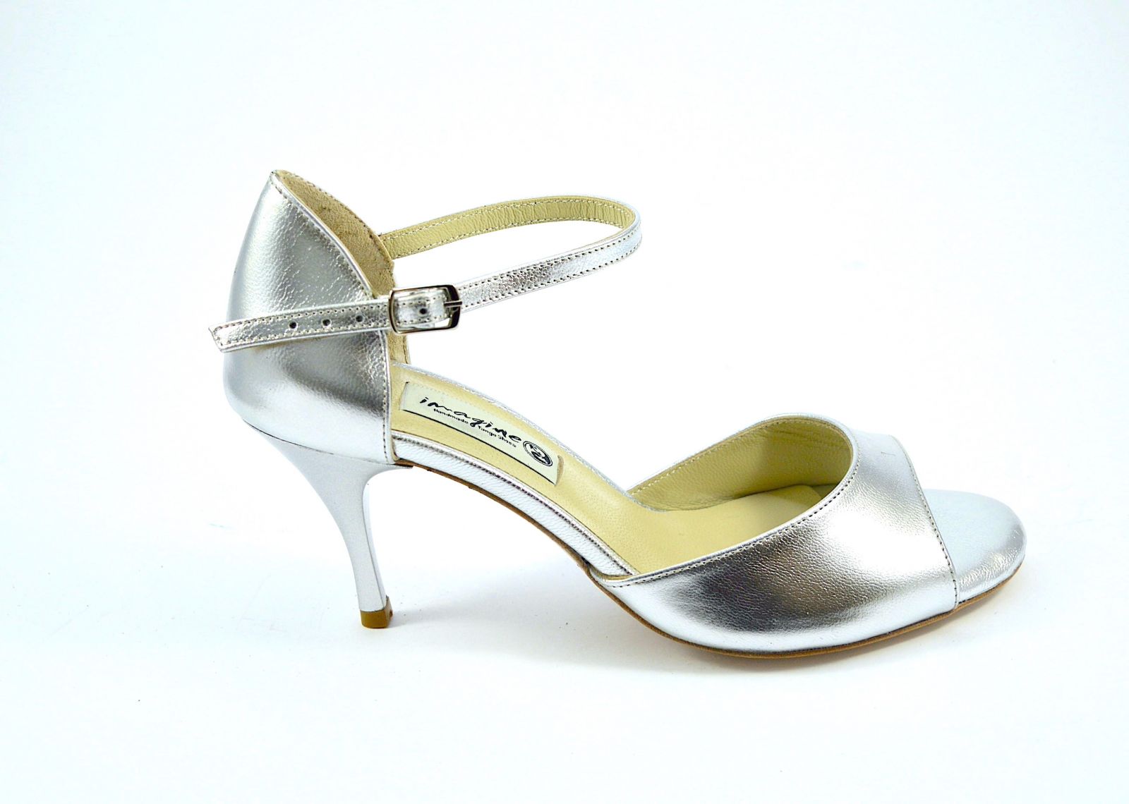 Women argentine tango dance shoes, in silver leather