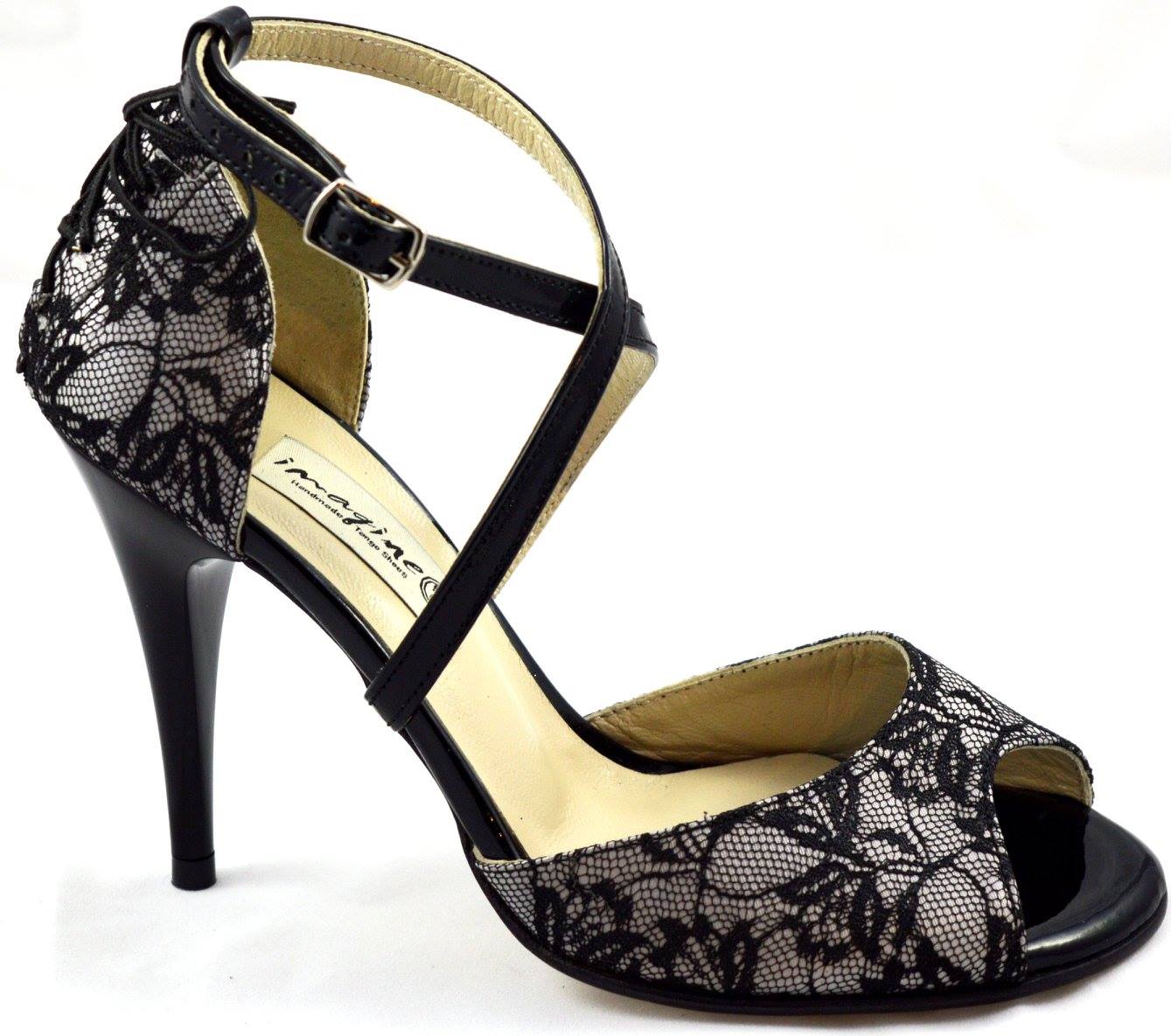 Γυναικείο παπούτσι tango peep toe από μαύρη δαντέλα
