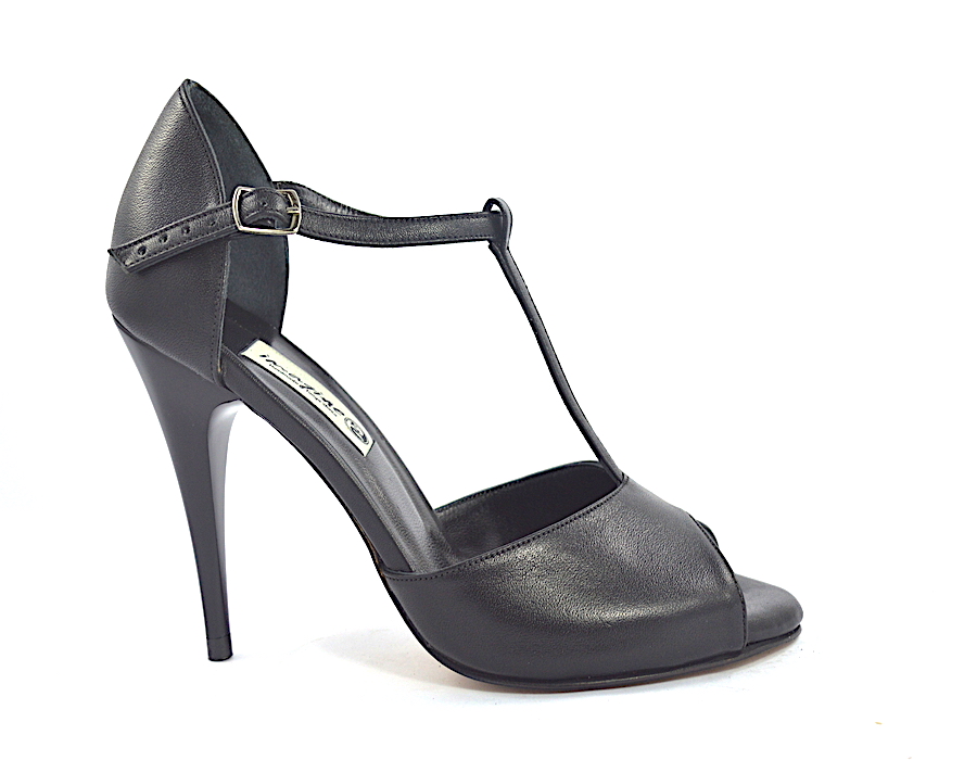 Γυναικείο παπούτσι tango peep toe από μαύρο μαλακό δέρμα