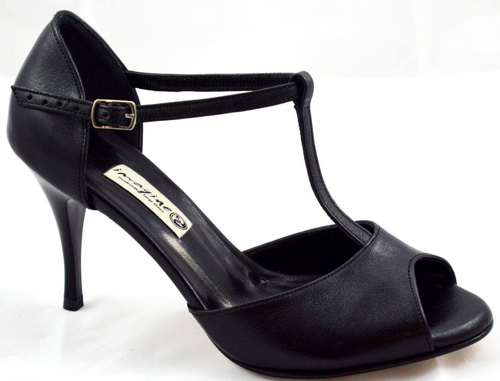 Women's Argentine Tango Dance Shoes, peep toe style, with black soft leather