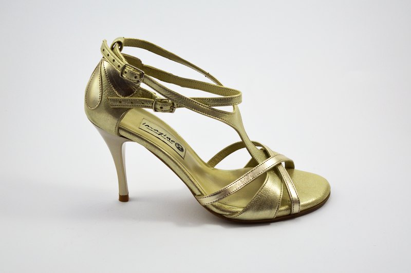 Γυναικείο παπούτσι tango open toe από χρυσό δέρμα