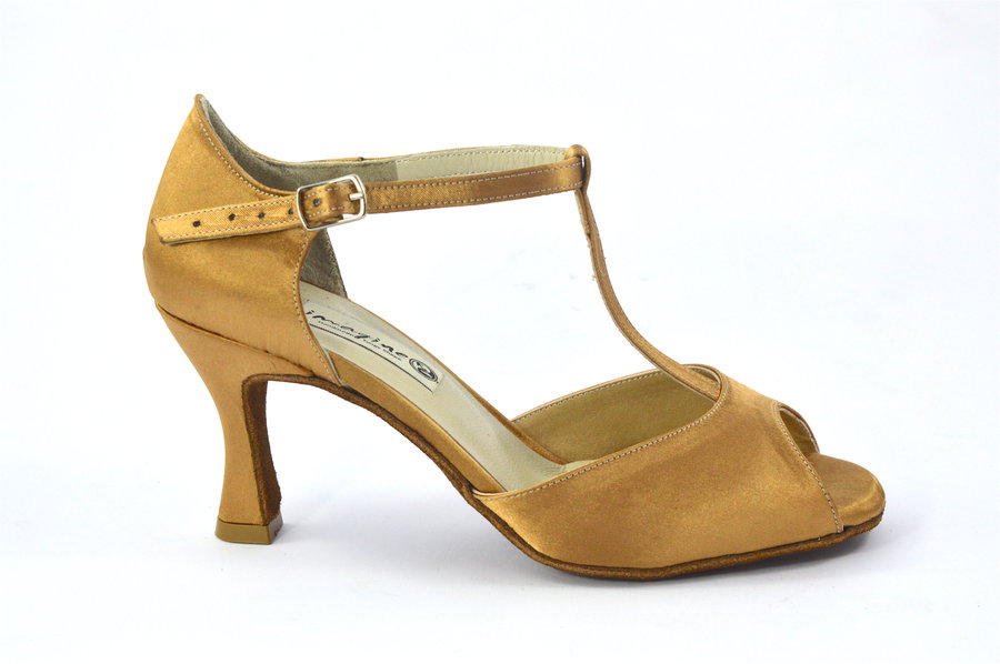 Women Latin Shoe by tan satin