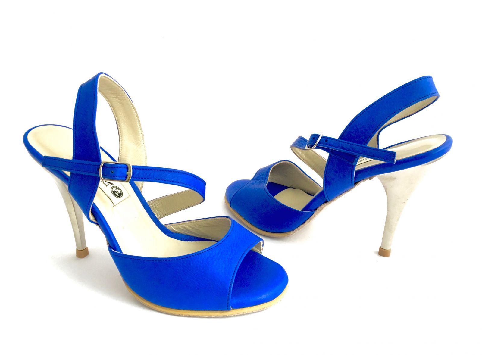 Γυναικείο παπούτσι χορού αργεντίνικου tango open heel από μπλε σουέτ δέρμα