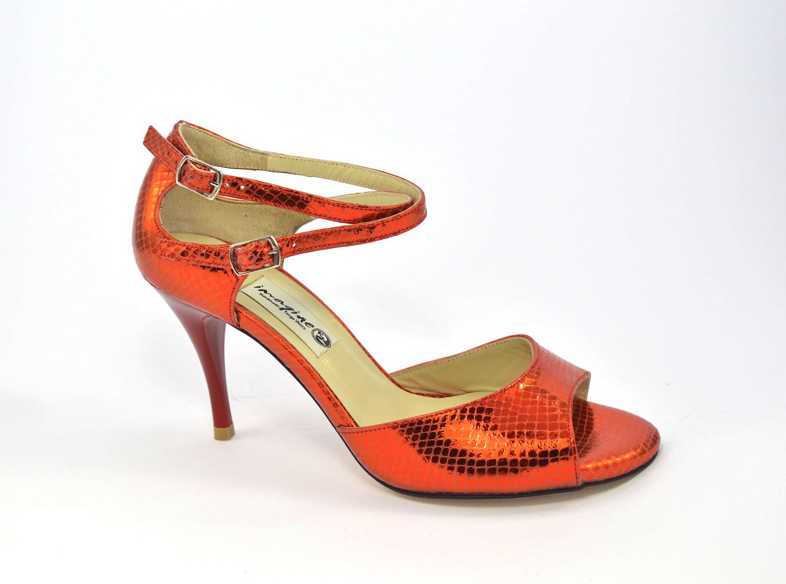 Γυναικείο παπούτσι tango από κόκκινο δέρμα φίδι