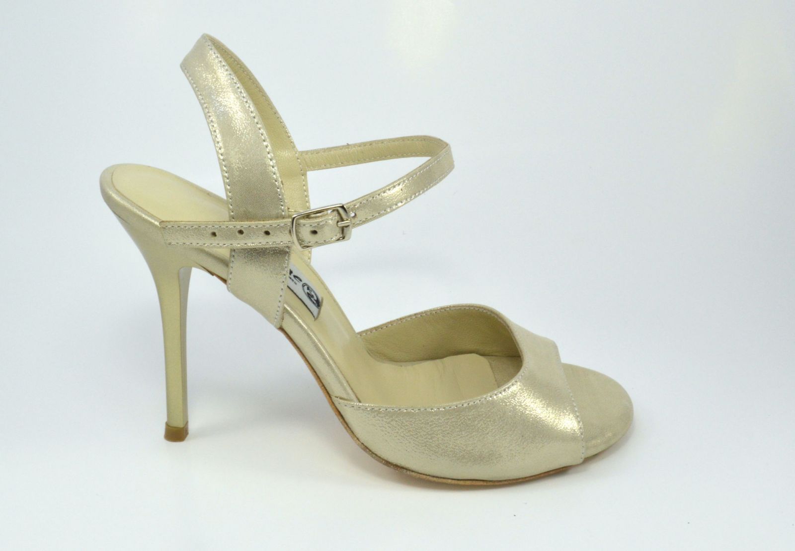 Γυναικείο παπούτσι χορού αργεντίνικου tango open heel από διακριτικό ανοιχτό χρυσό-μπεζ δέρμα πέρλα