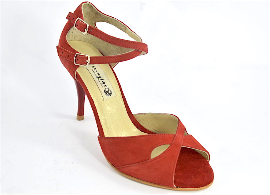 Γυναικείο παπούτσι tango peep toe από εντυπωσιακό κόκκινο σουέτ