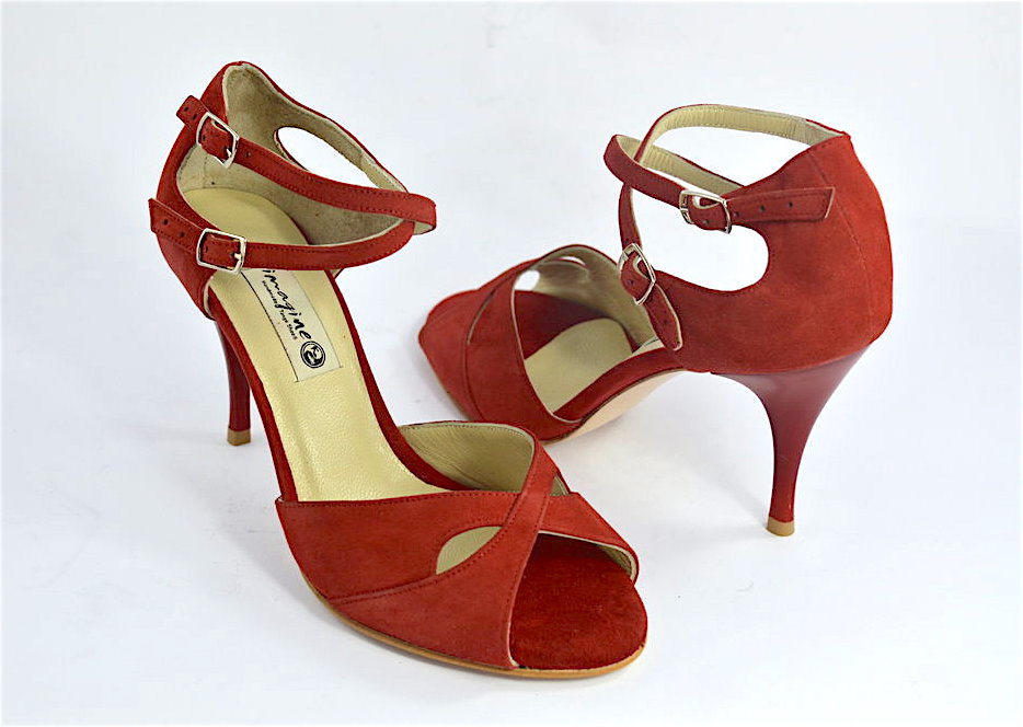 Γυναικείο παπούτσι tango peep toe από εντυπωσιακό κόκκινο σουέτ