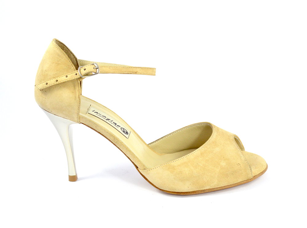 Γυναικείο παπούτσι tango peep toe από ταμπά σουέτ δέρμα