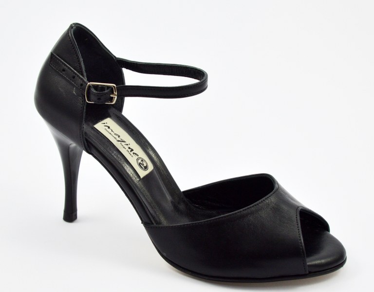 Γυναικείο Παπούτσι Tango Peep Toe από μαύρο δέρμα