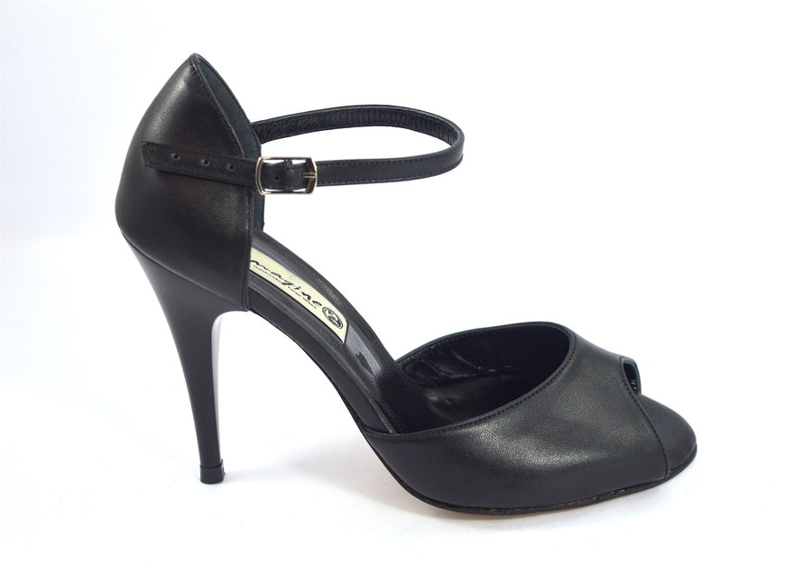 Γυναικείο Παπούτσι Tango Peep Toe από μαύρο δέρμα