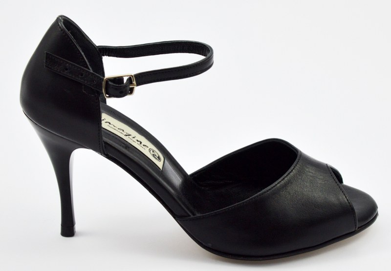 Γυναικείο Παπούτσι Tango Peep Toe από μαύρο δέρμα