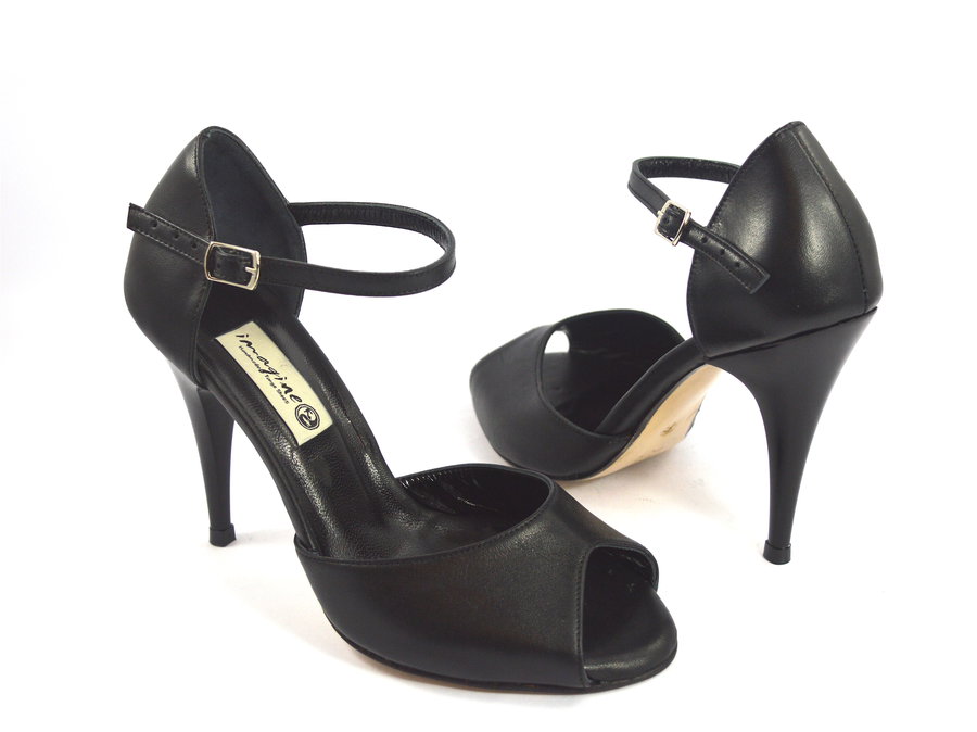 Γυναικείο Παπούτσι Tango Peep Toe από μαύρο δέρμα