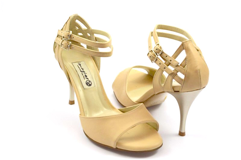 Γυναικείο παπούτσι tango open toe με διπλό λουράκι από nude δέρμα