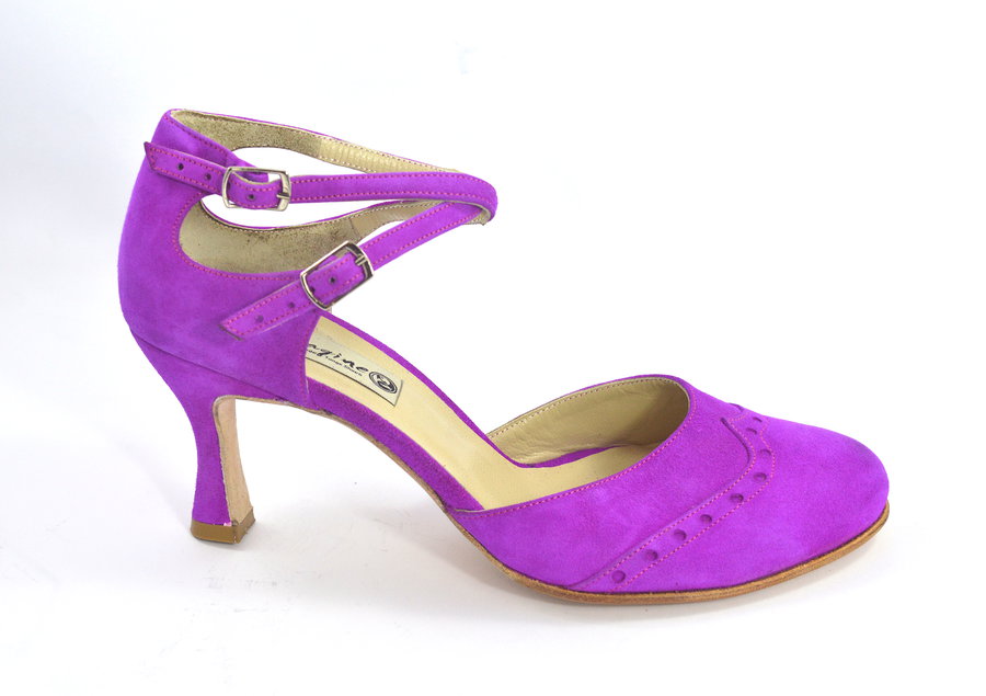 Women Argentine Tango Dance Shoes, closed toe style, by purple suede leather