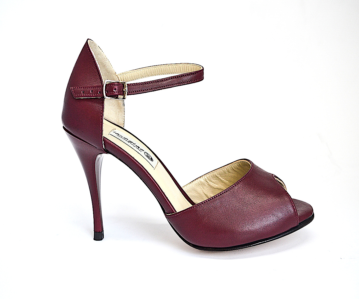 Γυναικείο Παπούτσι Tango Peep Toe από μαλακό μπορντό δέρμα