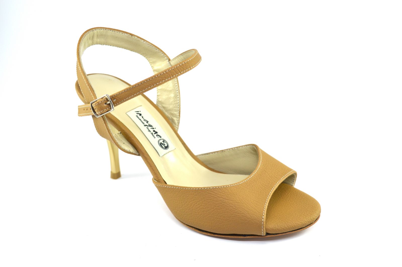Women's tango shoe, slingback, in light brown leather