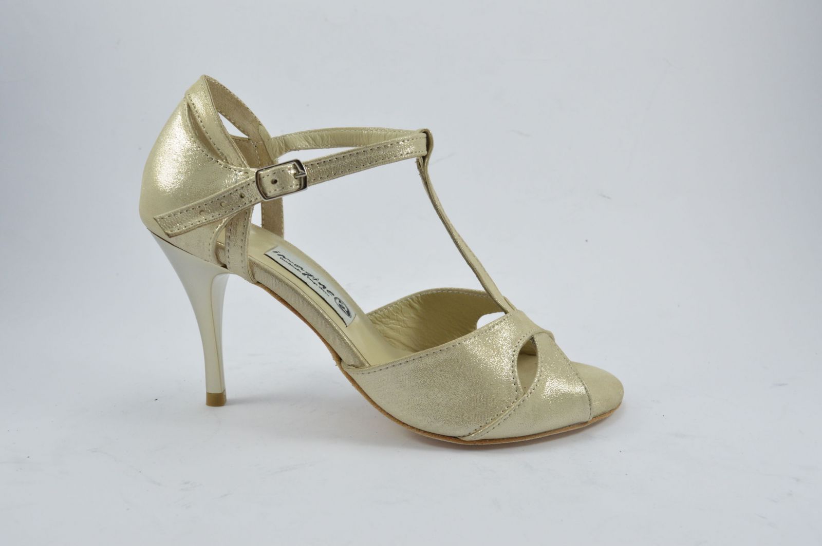 Γυναικείο παπούτσι tango peep toe από χρυσό δέρμα πέρλα