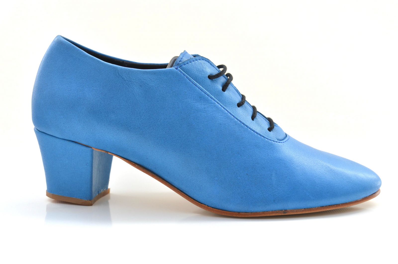 Women's Argentine Tango Shoe, oxford style, by very soft blue leather
