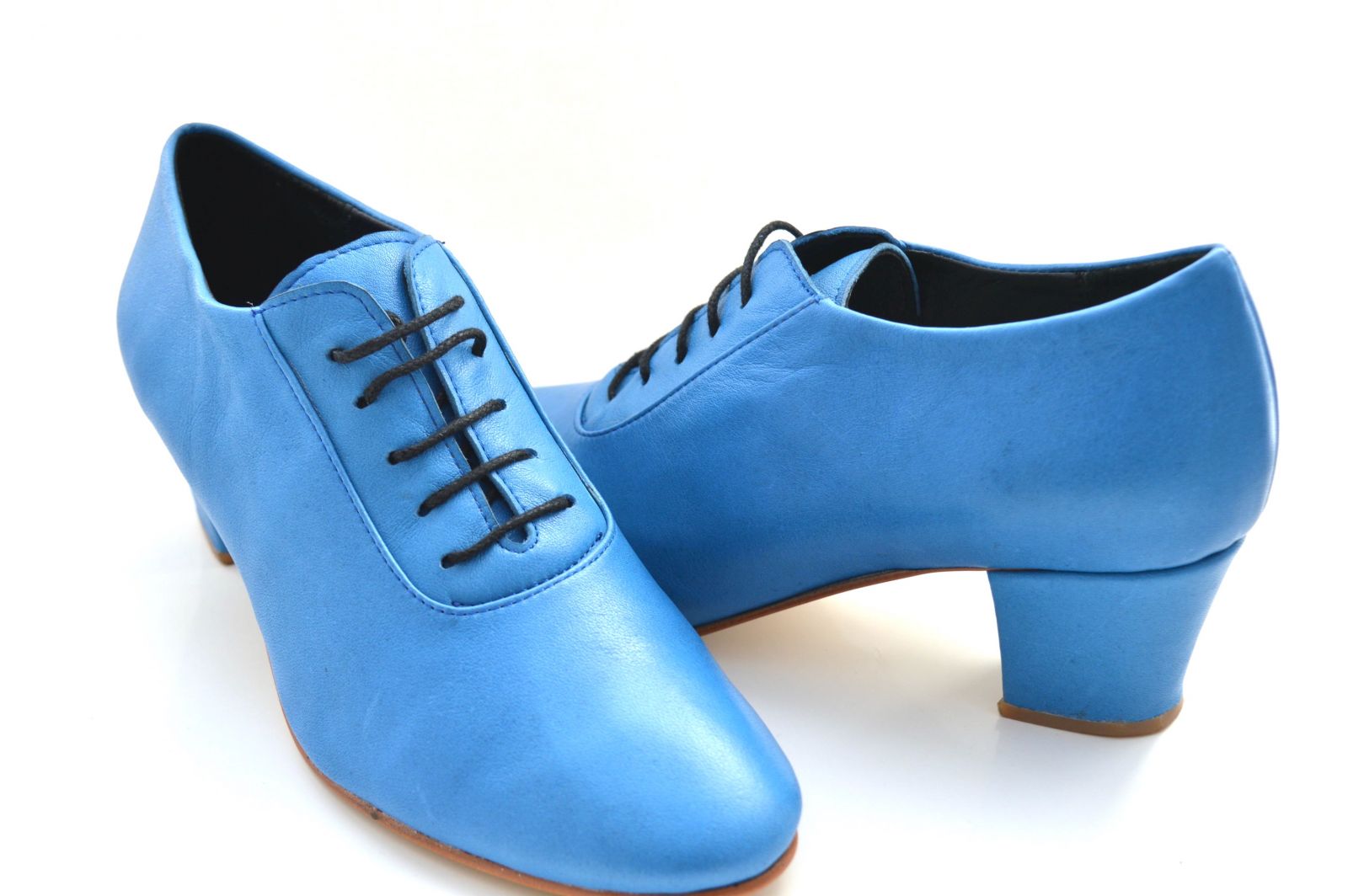 Women's Argentine Tango Shoe, oxford style, by very soft blue leather