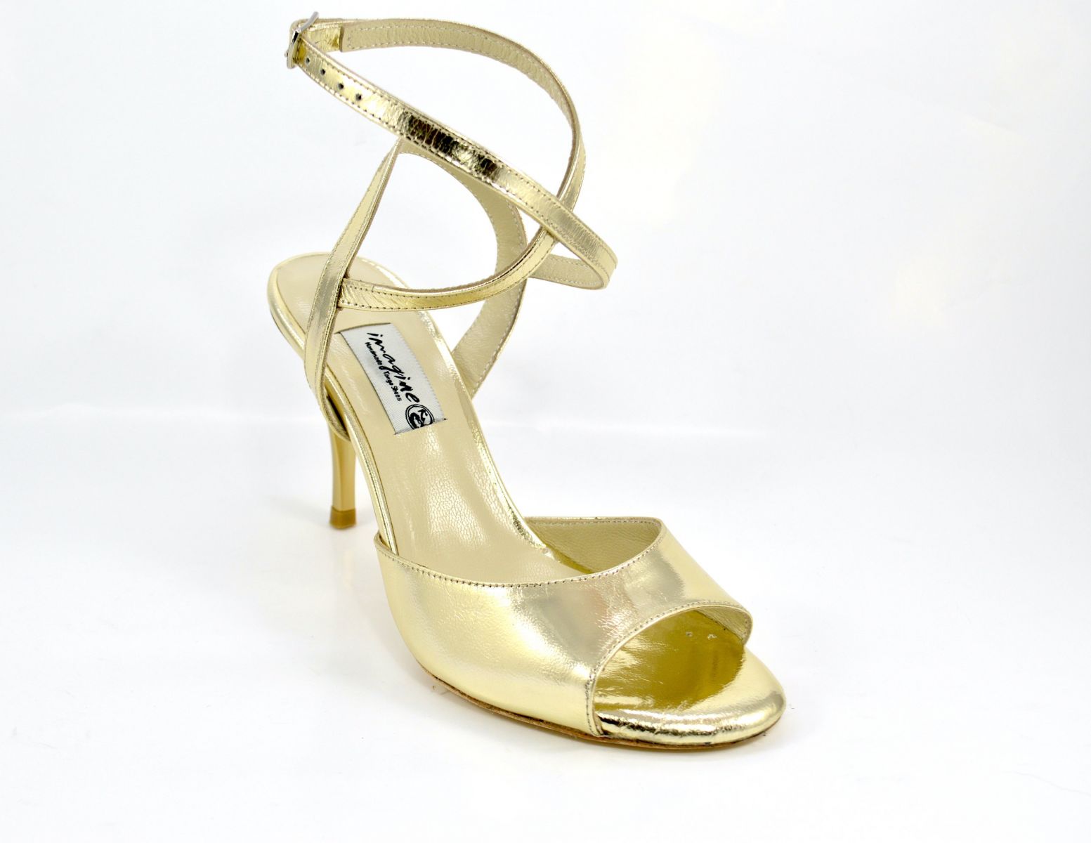 Γυναικείο παπούτσι χορού αργεντίνικου tango open heel από χρυσό δέρμα